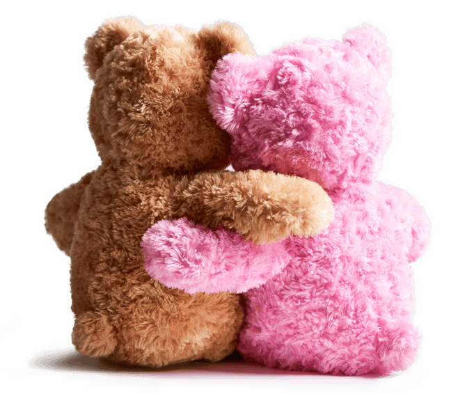 Hugging stuffed bears
